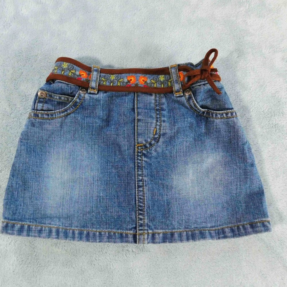Gap 2Y Cute Pullon Denim Skirt with Offset Embellished Nonfunctional Belt